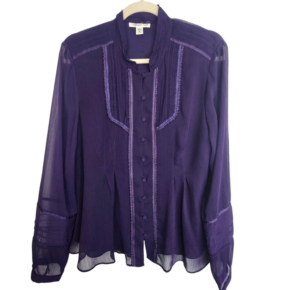Coldwater Creek Womens Whimsigoth Blouse Size M Regency Steampunk Dark Romantic